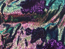 Mermaid Sequins Fabric Reversible 2 Way Stretch IRIDESCENT PURPLE Shiny Prom-Gown By The Yard