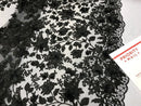 Black 3D Floral Design Embroider With Pearls On A Mesh Lace Dresses-Prom-Nightgown By Yard