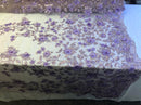 Lavander 3D Floral Design Embroider With Pearls On A Mesh Lace Dresses-Prom-Nightgown By Yard