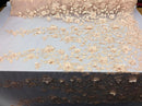 Blush Peach 3D Floral Design Embroider With Pearls On A Mesh Lace By The Yard