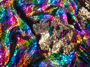 Mermaid Sequins Fabric Reversible 2 Way Stretch RAINBOW GOLD Shiny Flip Up Sequins Fabric By Yard