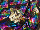 Mermaid Sequins Fabric Reversible 2 Way Stretch RAINBOW GOLD Shiny Flip Up Sequins Fabric By Yard