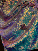 Mermaid Sequins Fabric Reversible 2 Way Stretch IRIDESCENT AQUA Shiny Flip Up Prom-Gown By Yard