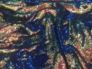 Mermaid Sequins Fabric IRIDESCENT Reversible 2 Way Stretch Royal Shiny Flip Up Sequins By The Yard