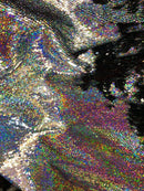 Mermaid Sequins Fabric Black/Silver Hologram Flip up Sequins Reversible Nightgowns-Prom By The Yard