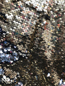 Sequins Fabric Lt Gold-Silver Sequins Flip Up Sequins Reversible Nightgowns-Prom Gowns By Yard