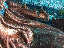 Flip Up Sequins Reversible Rose Gold-Turquoise Sequins Fabric Dresses-Nightgowns-Prom-Gown By Yard