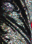 Flip Up Sequins Mermaid Sequins Fabric Black Multi-Color Reversible 2 Way Stretch Prom-Gown By Yard