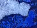 Sequins Fabric Royal-White Sequins Flip Up Sequins Reversible Mermaid Dresses-Nightgowns-Prom Gowns