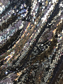 Sequins Fabric Lt Gold-Silver Sequins Flip Up Sequins Reversible Nightgowns-Prom Gowns By Yard
