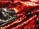 Flip Up Sequins Reversible Red Shiny-Black Sequins Fabric Dresses-Nightgowns-Prom Gown By Yard