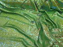 Flip Up Sequins Reversible Neon Green Iridescent/Silver Sequins Fabric Tablecloths-Prom By Yard