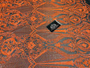 4 Way Stretch Fabric - Neon Orange - Fancy Pattern Design Sequins Fashion Fabric Mesh By Yard