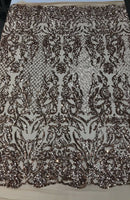 Rose Gold 4 Way Stretch Fabric Sequins By The Yard Embroidered Mesh Dress Prom Fabric Night Gown