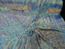 Mini Glitz Sequins - Iridescent Unicorn on Black - Mini Sequins on 4 Way Stretch Lace Mesh Fabric