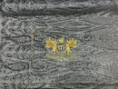 Paisley Sequin Fabric - Silver - Line Pattern 4 Way Stretch Elegant Fabric By The Yard