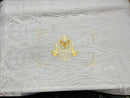 Paisley Sequin Fabric - White - Line Pattern 4 Way Stretch Elegant Fabric By The Yard