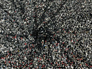Velvet Stretch Sequins - Silver Sequins on Black 2 Way Stretch Velvet Fabric 58/60”