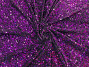 Velvet Stretch Sequins - Purple on Plum Velvet - Sequins 2 Way Stretch Velvet Fabric 58/60”