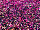 Velvet Stretch Sequins - Multicolor Sequins on Black 2 Way Stretch Velvet Fabric 58/60”
