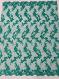Floral Lace Fabric - Flowers Embroidery Sequins Mesh Design Fabric - 25 Yard Roll