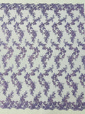 Floral Lace Fabric - Flowers Embroidery Sequins Mesh Design Fabric - 25 Yard Roll