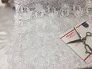 Guipure Lace Fabric - White - Embroidered Bridal Wedding Dress Design Fabrics Sold By The Yard