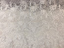 Guipure Lace Fabric - White - Embroidered Bridal Wedding Dress Design Fabrics Sold By The Yard