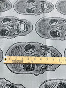Big Skull Vinyl Fabric - Silver - Upholstery Faux Leather 54” Wide By Yard