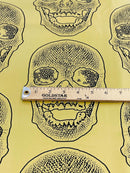 Big Skull Vinyl Fabric - Gold - Upholstery Faux Leather 54” Wide By Yard
