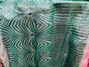 Mint Sequin Fabric By The Yard - Geometric Damask Designs Spandex