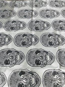 Big Skull Vinyl Fabric - Silver - Upholstery Faux Leather 54” Wide By Yard
