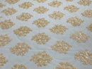 Floral Lace Fabric - Peach - Flower Cluster Embroidery Design With Sequins on a Mesh