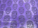 Big Skull Vinyl Fabric - Purple - Upholstery Faux Leather 54” Wide By Yard