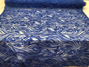 Beaded Lace Fabric - Royal Blue -  Embroidery on Mesh For Bridal Wedding Fancy Dress sample