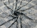 Floral Lace Fabric - Gray on Black Mesh - Flower Cluster Embroidery Design With Sequins on a Mesh