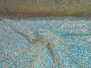 New Iridescent Clear Sequin Fabric Embroidery On White Power Mesh 4Way Stretch Sequins By The Yard