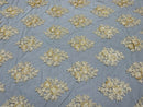 Floral Lace Fabric - Gold on Black Mesh - Flower Cluster Embroidery Design With Sequins on a Mesh