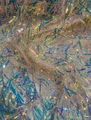 Sword Shape Hanging Sequins - clear Iridescent -  Iridescent Hanging Sequins On Mesh Fabric By Yard