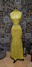 Yellow iridescent Luxury Feather Sequins - 4 Way Stretch Glamorous Fringe Feather Sequins Fabric