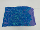 Iridescent Turquoise - 4 Way Stretch Embroidered Royalty Sequins Design Fabric By Yard