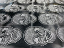 Big Skull Vinyl Fabric - Black - Upholstery Faux Leather 54” Wide By Yard