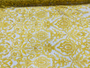 Yellow Bridal Lace Hand Beaded Embroidered Floral Fabric - by the yard - Wedding Beaded Fabric