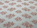 Blush Pink Floral Lace Fabric by the yard Corded Flower Embroidery Design With Sequins on a Mesh