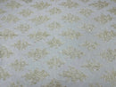 Ivory Floral Lace Fabric - by the yard - Corded Flower Embroidery Design With Sequins on a Mesh