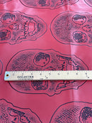 Big Skull Vinyl Fabric - Red - Upholstery Faux Leather 54” Wide By Yard