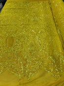 4 Way Stretch Hologram Royalty Design Sequin On Mesh for Fancy Dress/Prom/Gown (7 Different Colors)