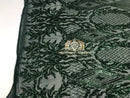 4 Way Stretch - Hunter Green - Triangle Design Sequins Fabric Embroidered Mesh Sold By The Yard