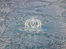4 Way Stretch - Baby Blue - Triangle Design Sequins Fabric Embroidered Mesh Sold By The Yard