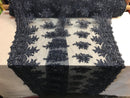 Beaded - Navy Blue - Embroidered Floral Design Fancy Sequins Fabric with Beads Sold By The Yard